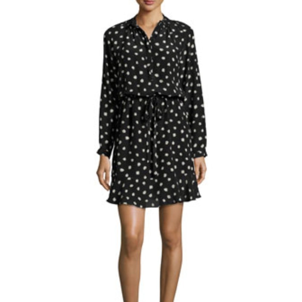 Rebecca Taylor Dandelion-Print Silk Dress, Black  4